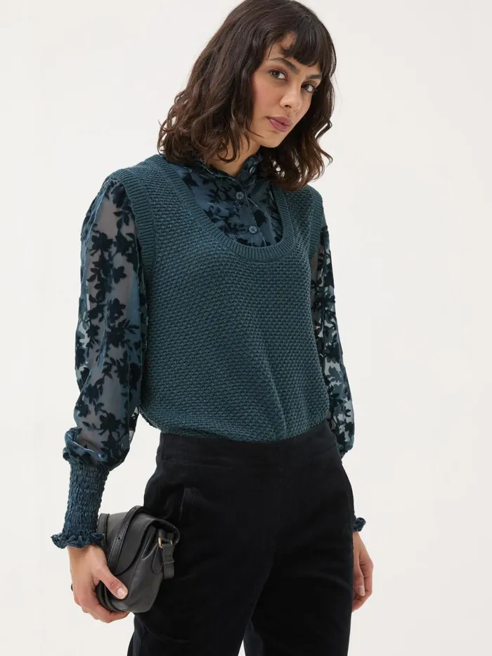 Fat Face Knitwear Dark Teal Hadley 2 In 1 Devore Jumper 8211 Women