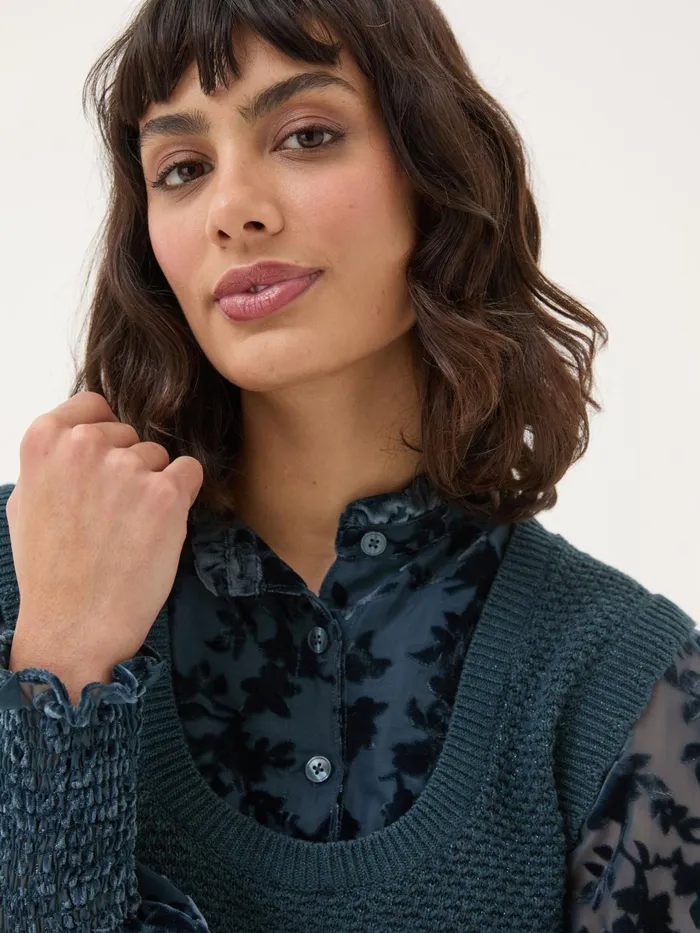 Fat Face Knitwear Dark Teal Hadley 2 In 1 Devore Jumper 8211 Women Fat Face Knitwear Dark Teal Hadley 2 In 1 Devore Jumper 8211 Women