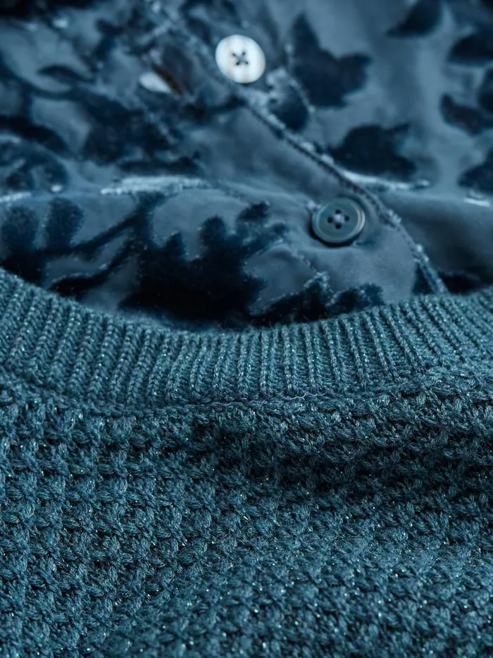 Fat Face Knitwear Dark Teal Hadley 2 In 1 Devore Jumper 8211 Women Fat Face Knitwear Dark Teal Hadley 2 In 1 Devore Jumper 8211 Women