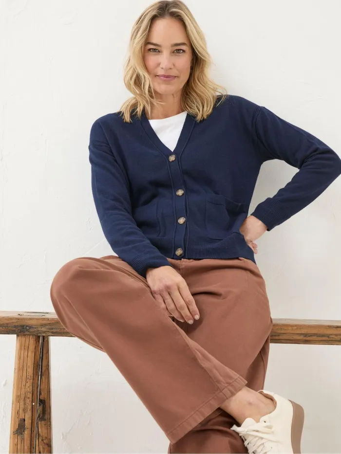 Fat Face Knitwear Grace Navy Cotton Cashmere Blend Cardigan 8211 Women