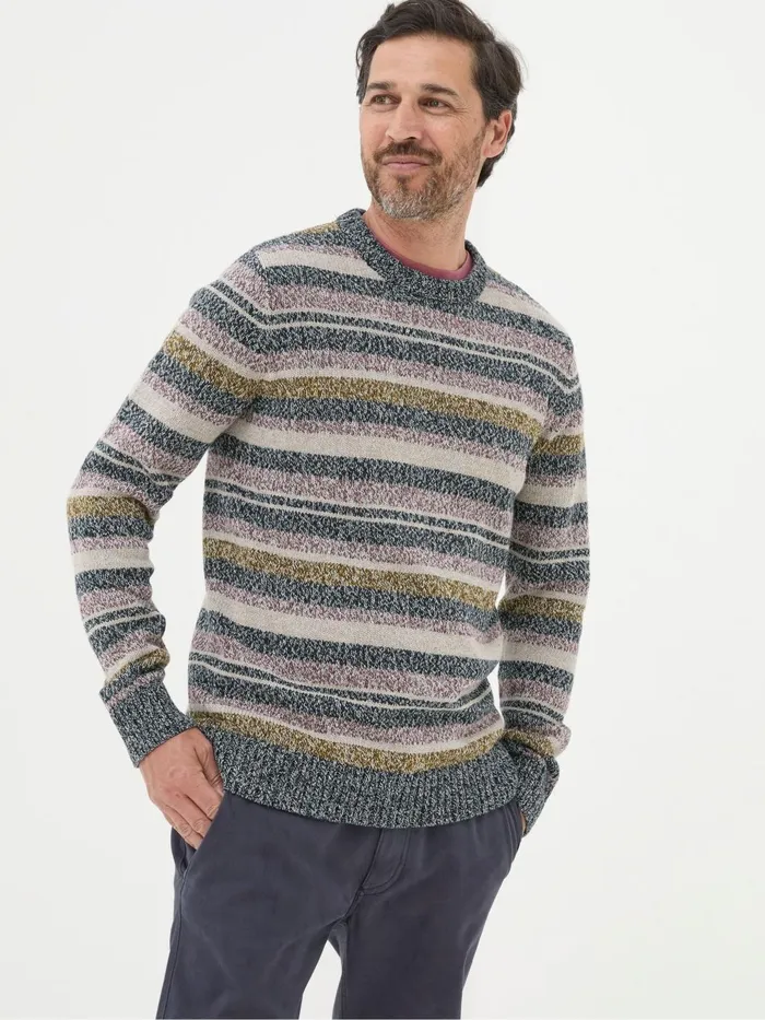 Fat Face Knitwear Hove Navy Blue Stripe Crew Jumper 8211 Men