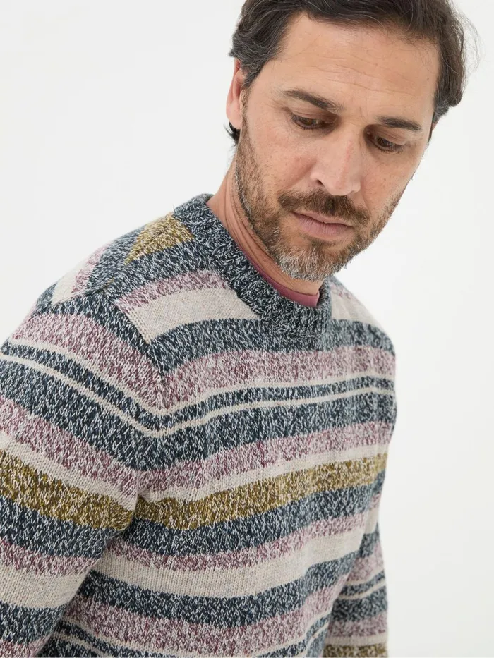 Fat Face Knitwear Hove Navy Blue Stripe Crew Jumper 8211 Men