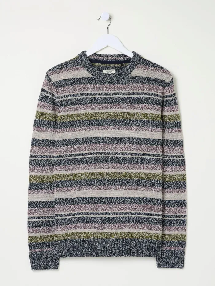 Fat Face Knitwear Hove Navy Blue Stripe Crew Jumper 8211 Men