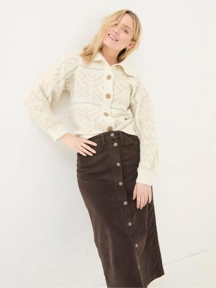 Fat Face Knitwear Ivory Haisley Pattern Cardigan 8211 Women