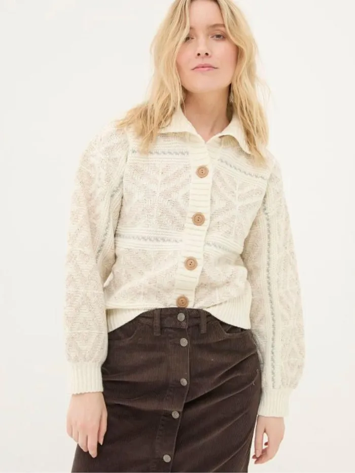 Fat Face Knitwear Ivory Haisley Pattern Cardigan 8211 Women