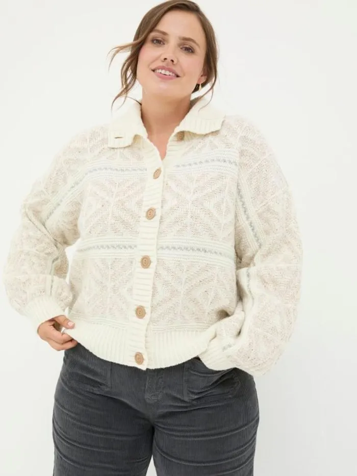 Fat Face Knitwear Ivory Haisley Pattern Cardigan 8211 Women