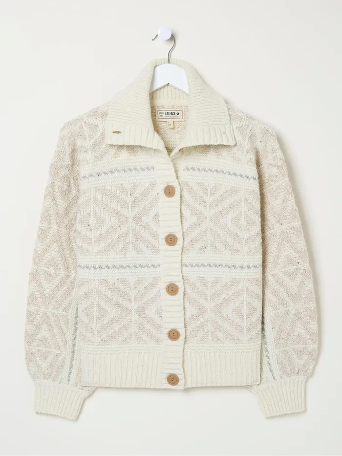 Fat Face Knitwear Ivory Haisley Pattern Cardigan 8211 Women