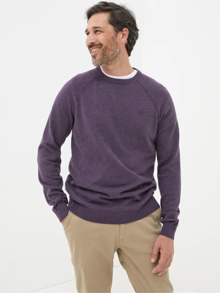 Fat Face Knitwear Rye Purple Cotton Cashmere Crew Neck Jumper 8211 Men