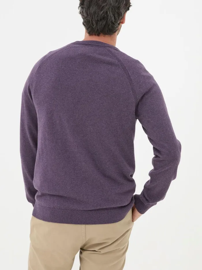 Fat Face Knitwear Rye Purple Cotton Cashmere Crew Neck Jumper 8211 Men