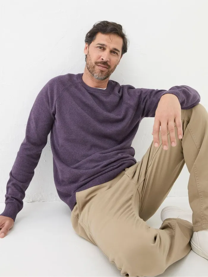 Fat Face Knitwear Rye Purple Cotton Cashmere Crew Neck Jumper 8211 Men