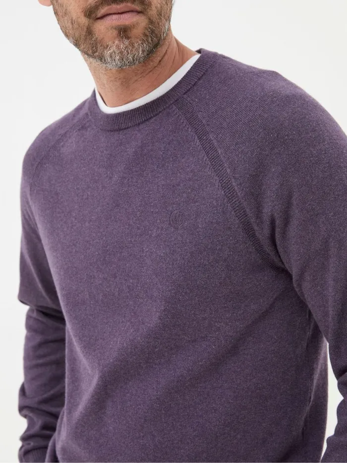 Fat Face Knitwear Rye Purple Cotton Cashmere Crew Neck Jumper 8211 Men