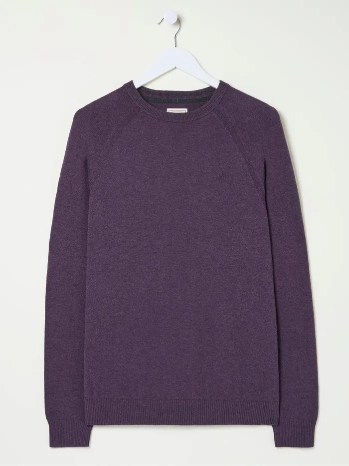 Fat Face Knitwear Rye Purple Cotton Cashmere Crew Neck Jumper 8211 Men