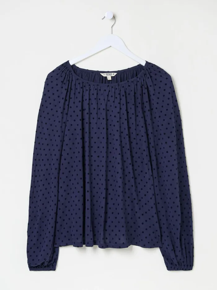 Fat Face Shirts and Blouses Lily Blue Navy Spot Top 8211 Women