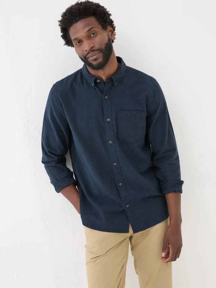 Fat Face Shirts Blue Navy Long Sleeve Oxlow Plain 100 Cotton Shirt 8211 Men
