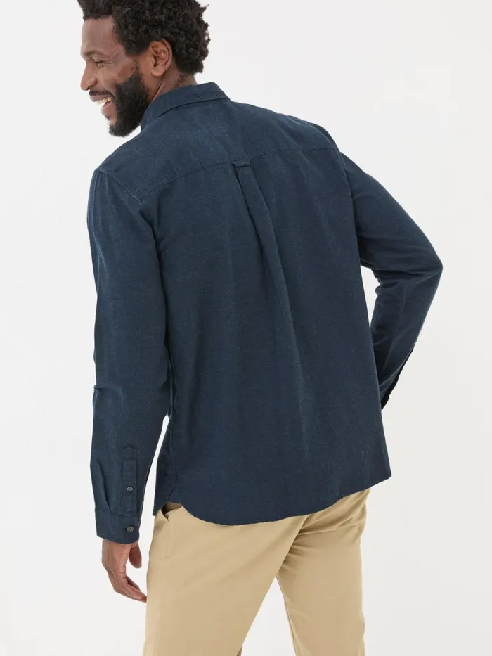 Fat Face Shirts Blue Navy Long Sleeve Oxlow Plain 100 Cotton Shirt 8211 Men