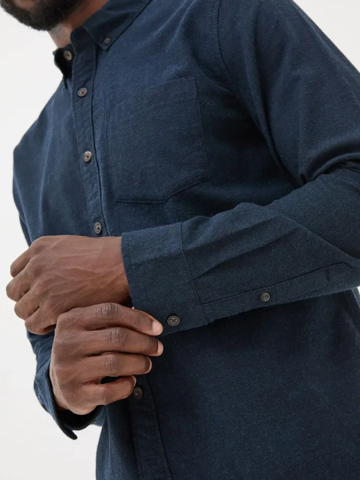 Fat Face Shirts Blue Navy Long Sleeve Oxlow Plain 100 Cotton Shirt 8211 Men