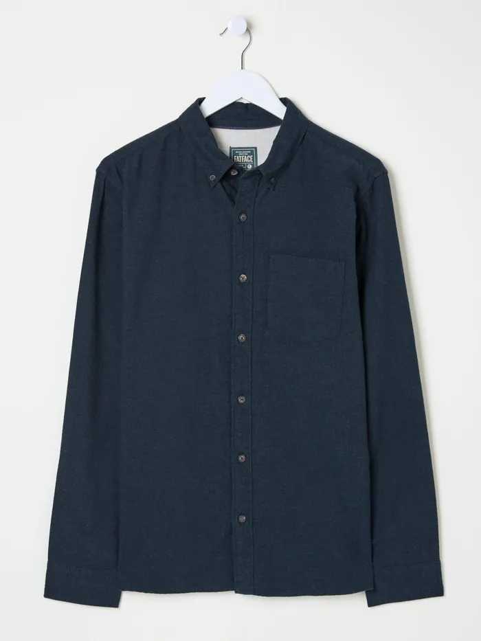 Fat Face Shirts Blue Navy Long Sleeve Oxlow Plain 100 Cotton Shirt 8211 Men