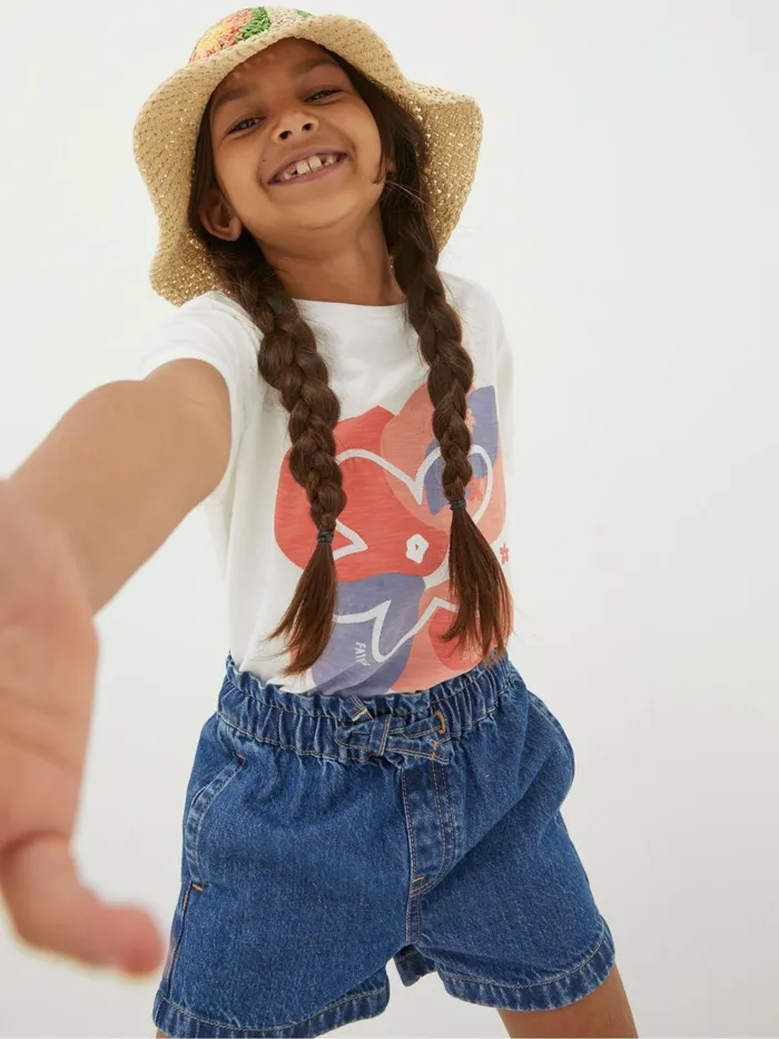 Fat Face Shorts Blue Paperbag Denim Shorts 8211 Kids