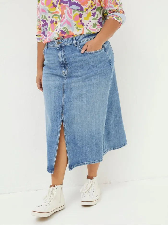 Fat Face Skirts Carla Blue Denim Midi Skirt 8211 Women