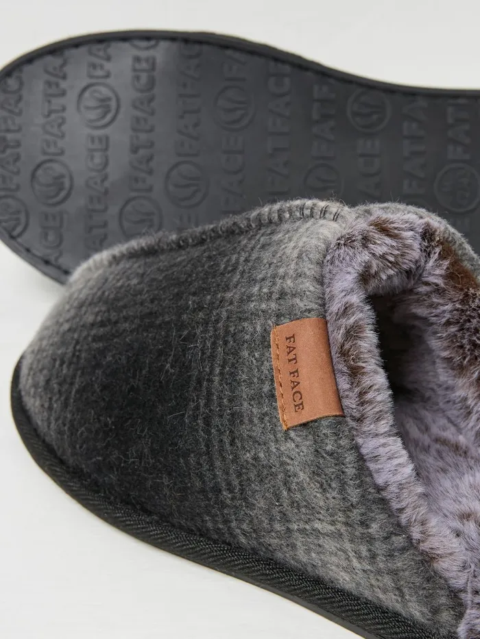 Fat Face Slippers Harvey Black Check Mule Slippers 8211 Men