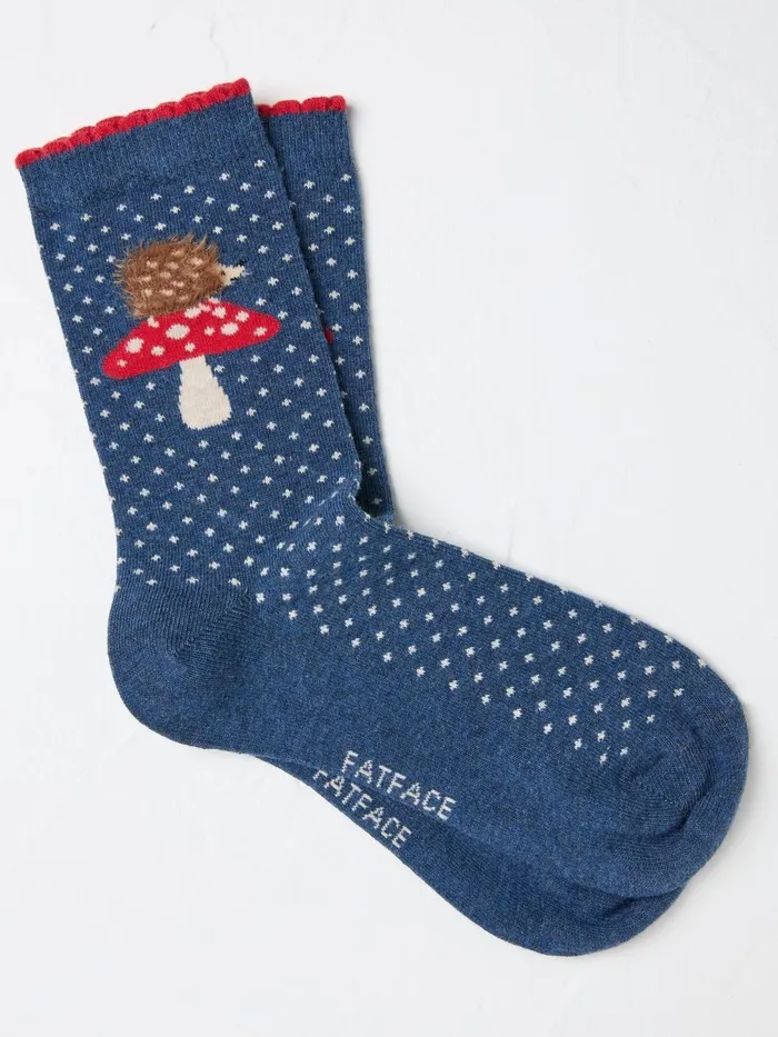 Fat Face Socks and Tights Blue Fluffy Hedgehog Socks 1 Pack Size 47 8211 Women