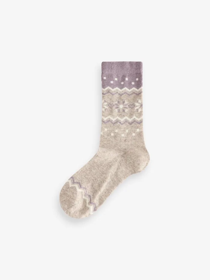 Fat Face Socks and Tights Grey Cashmere Blend Fairisle Socks 8211 Women