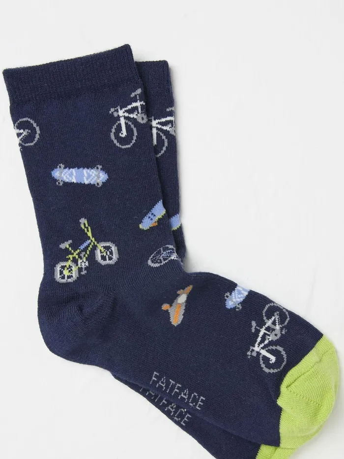Fat Face Socks Blue Bike and Skate Socks 1 Pack 8211 Kids