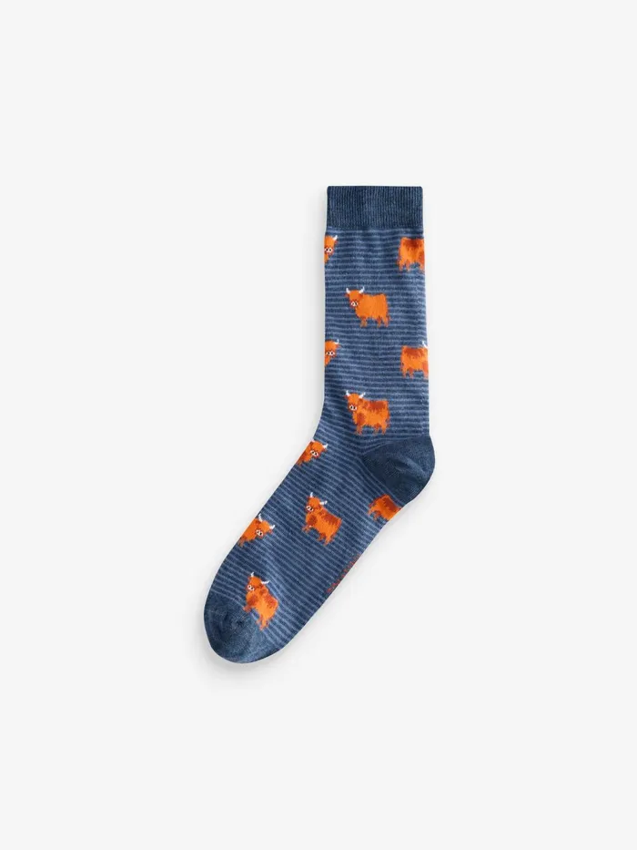 Fat Face Socks Blue Highland Cow Socks 8211 Men