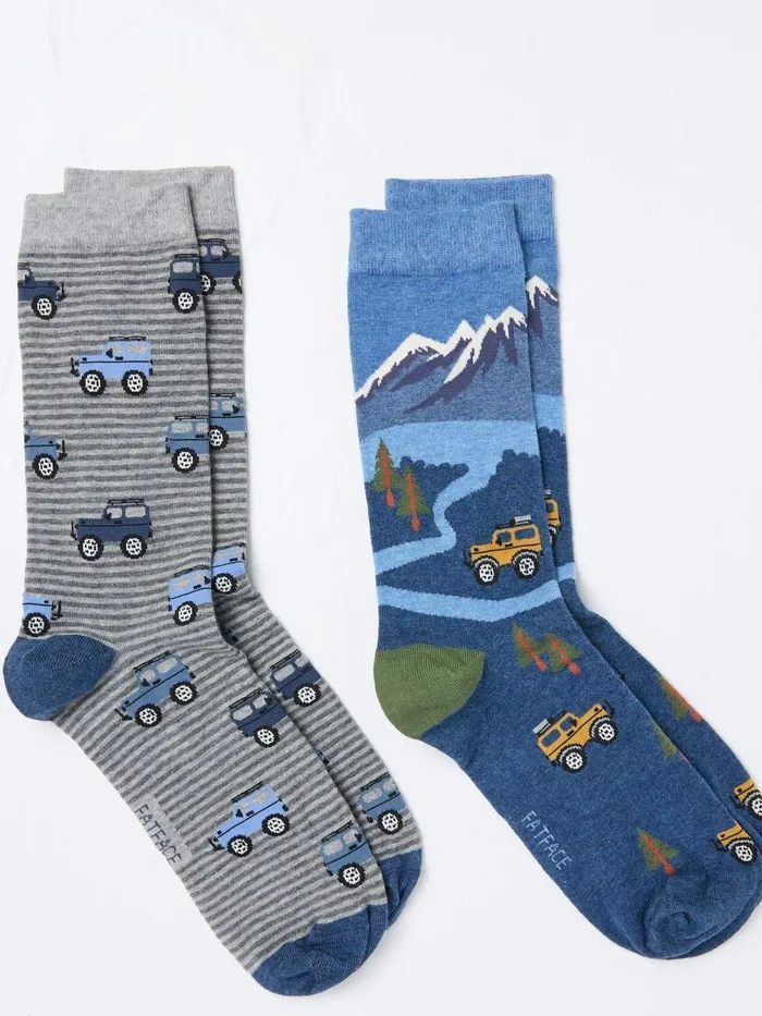 Fat Face Socks Blue Off Roader Socks 2 Pack In A Box 8211 Men