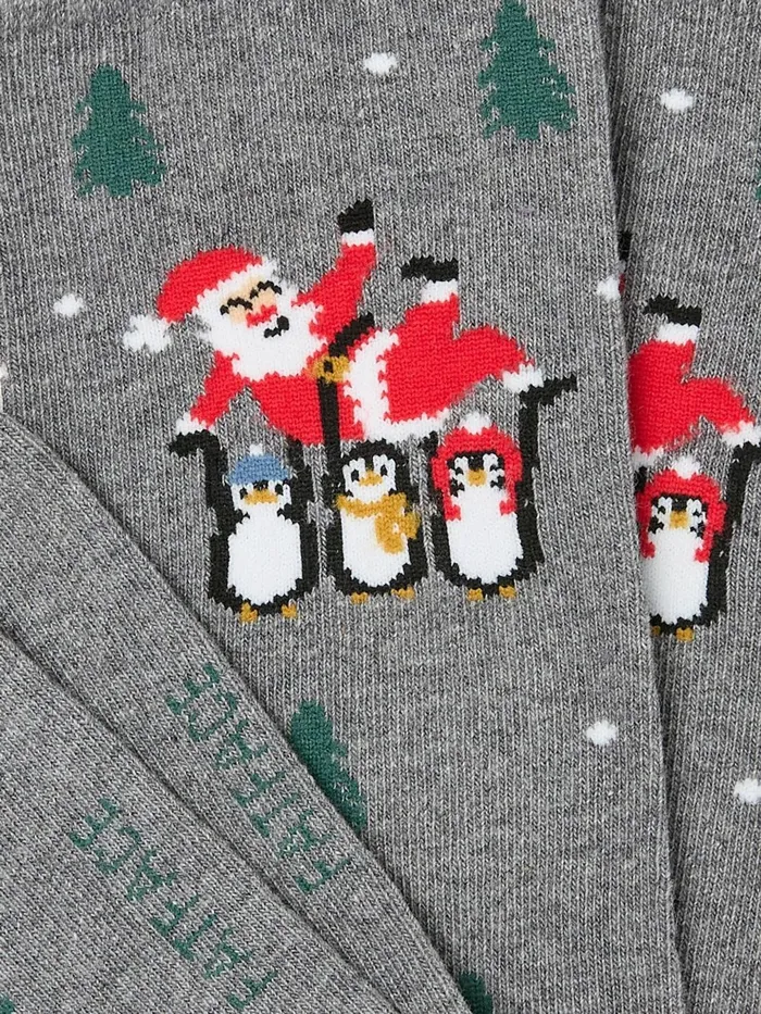 Fat Face Socks Grey Santa Penguin Socks 1 Pack 8211 Men