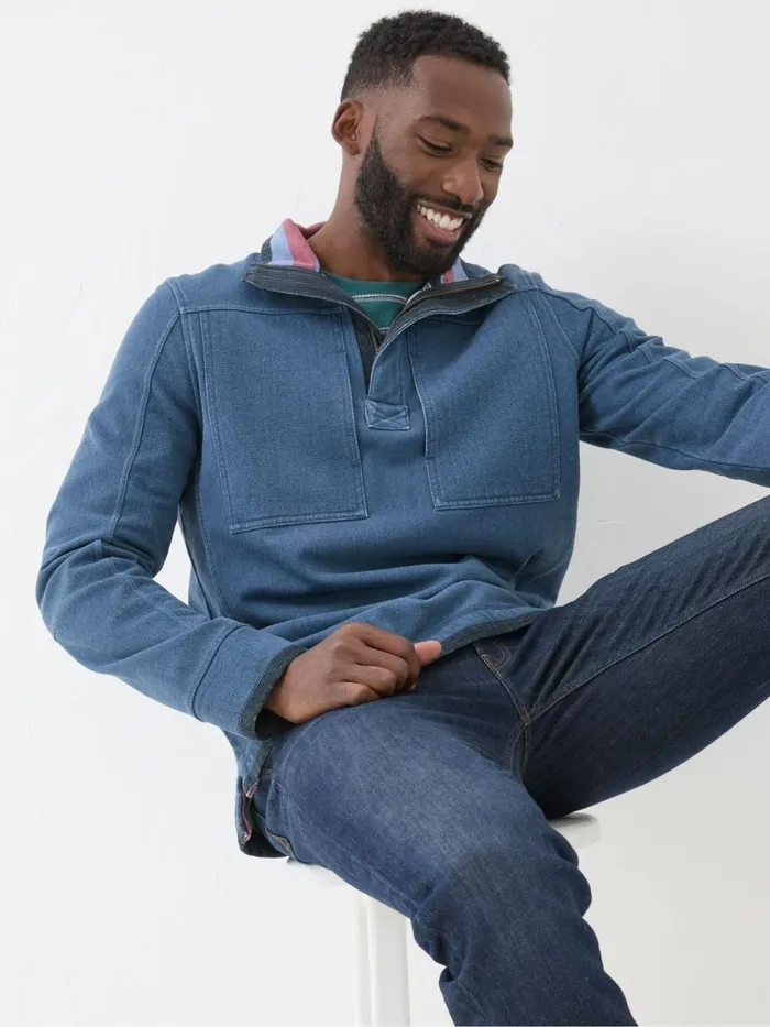 Fat Face Sweatshirts and Hoodies Airlie Blue Panel Sweatshirt 8211 Men