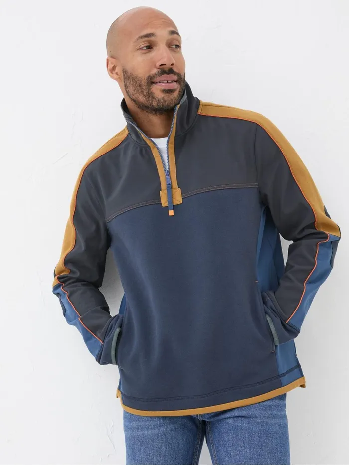 Fat Face Sweatshirts and Hoodies Airlie Navy Blue Panel Sweatshirt 8211 Men