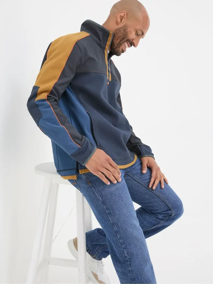 Fat Face Sweatshirts and Hoodies Airlie Navy Blue Panel Sweatshirt 8211 Men