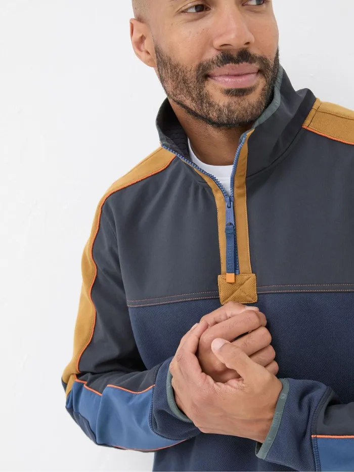 Fat Face Sweatshirts and Hoodies Airlie Navy Blue Panel Sweatshirt 8211 Men