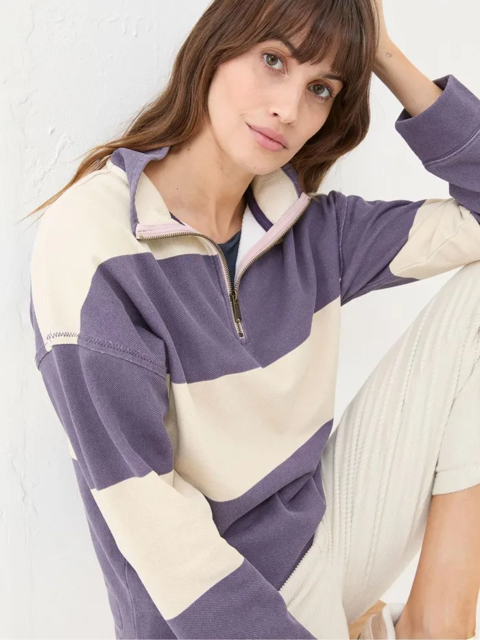 Fat Face Sweatshirts and Hoodies Airlie Purple Striped Relaxed Sweat Top 8211 Women