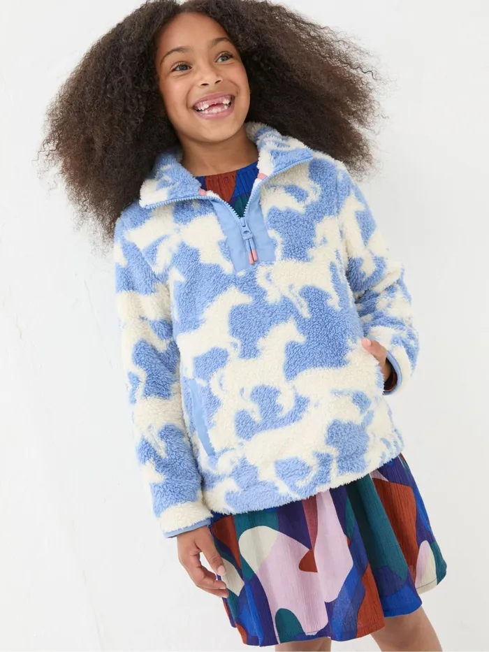 Fat Face Sweatshirts and Hoodies Blue Horse Half Neck Fleece 8211 Kids