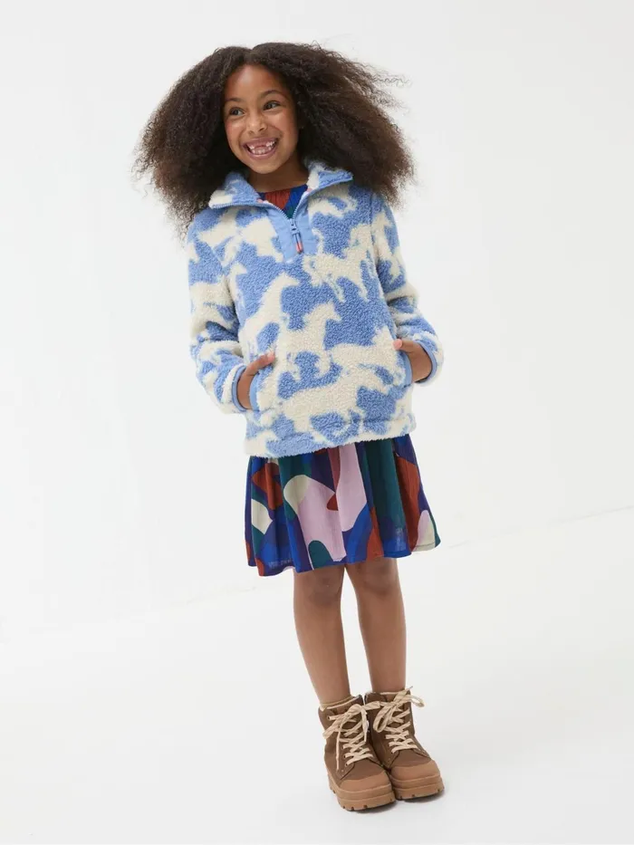 Fat Face Sweatshirts and Hoodies Blue Horse Half Neck Fleece 8211 Kids