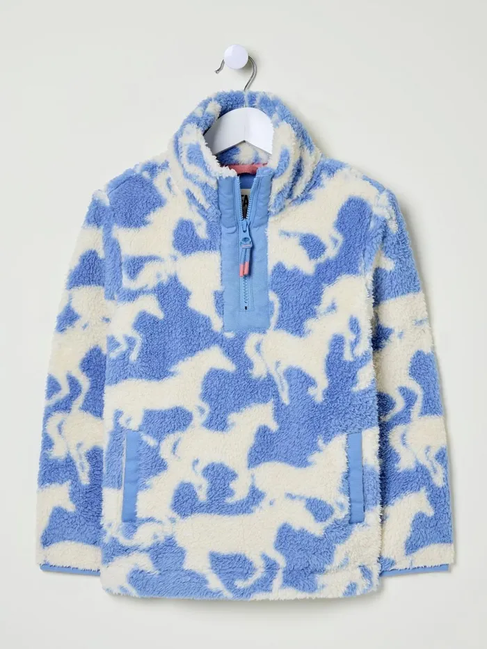 Fat Face Sweatshirts and Hoodies Blue Horse Half Neck Fleece 8211 Kids