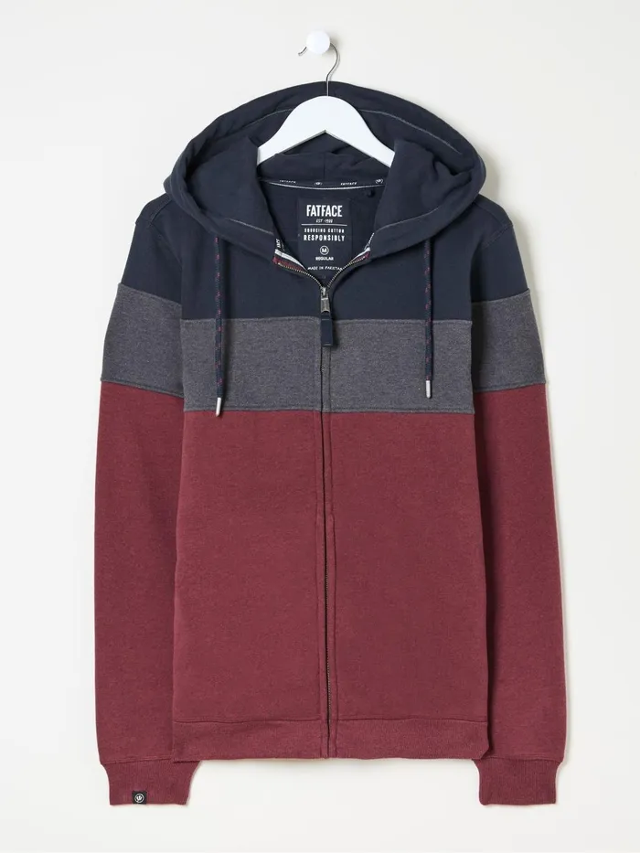 Fat Face Sweatshirts and Hoodies Brooke Plum Purple Zip Through Hoodie 8211 Men