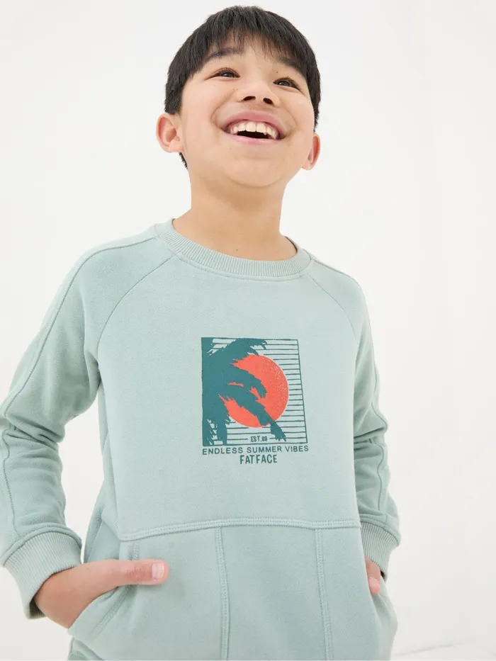 Fat Face Sweatshirts and Hoodies Green Surf Graphic Sweatshirt 8211 Kids