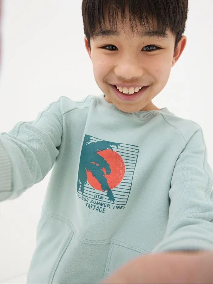 Fat Face Sweatshirts and Hoodies Green Surf Graphic Sweatshirt 8211 Kids