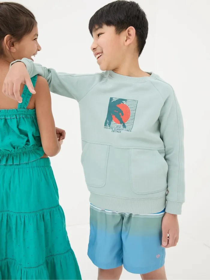 Fat Face Sweatshirts and Hoodies Green Surf Graphic Sweatshirt 8211 Kids