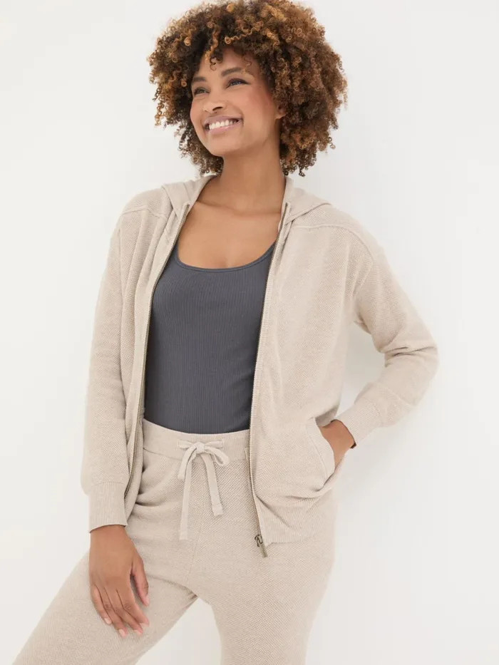Fat Face Sweatshirts and Hoodies Oatmeal Knit Zip Up Hoodie 8211 Women