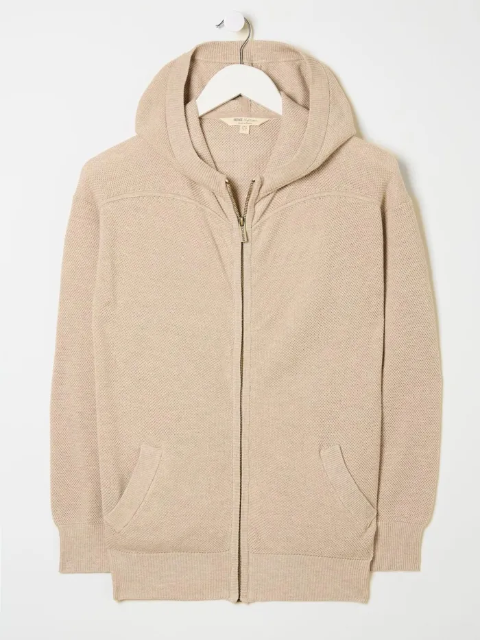 Fat Face Sweatshirts and Hoodies Oatmeal Knit Zip Up Hoodie 8211 Women