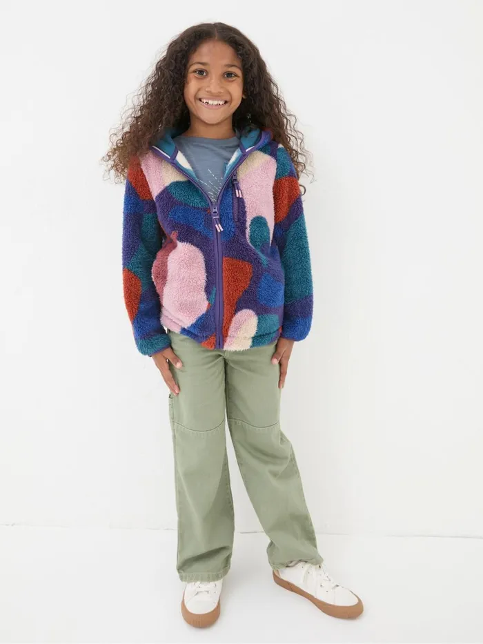 Fat Face Sweatshirts and Hoodies Purple Abstract Zip Through Fleece 8211 Kids