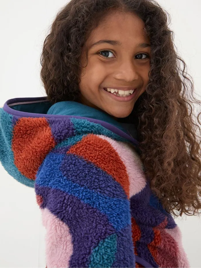 Fat Face Sweatshirts and Hoodies Purple Abstract Zip Through Fleece 8211 Kids