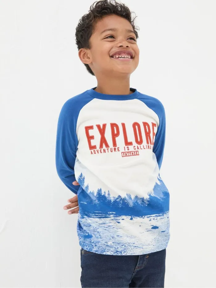 Fat Face TShirts and Polos Blue Explore Graphic T Shirt 8211 Kids
