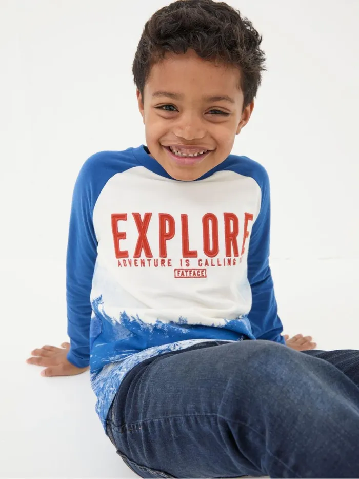 Fat Face TShirts and Polos Blue Explore Graphic T Shirt 8211 Kids