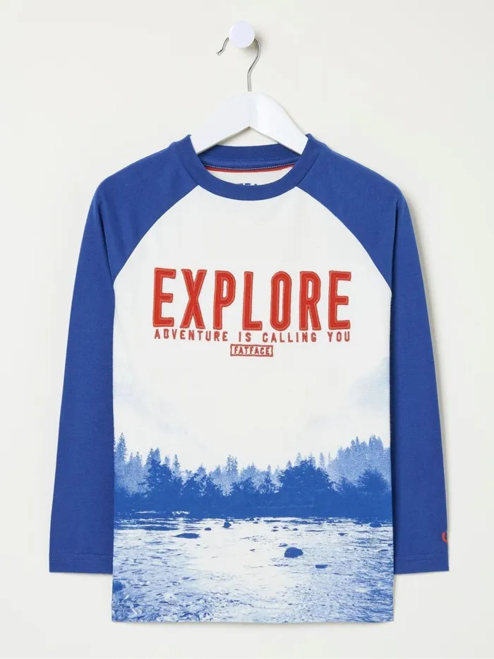 Fat Face TShirts and Polos Blue Explore Graphic T Shirt 8211 Kids