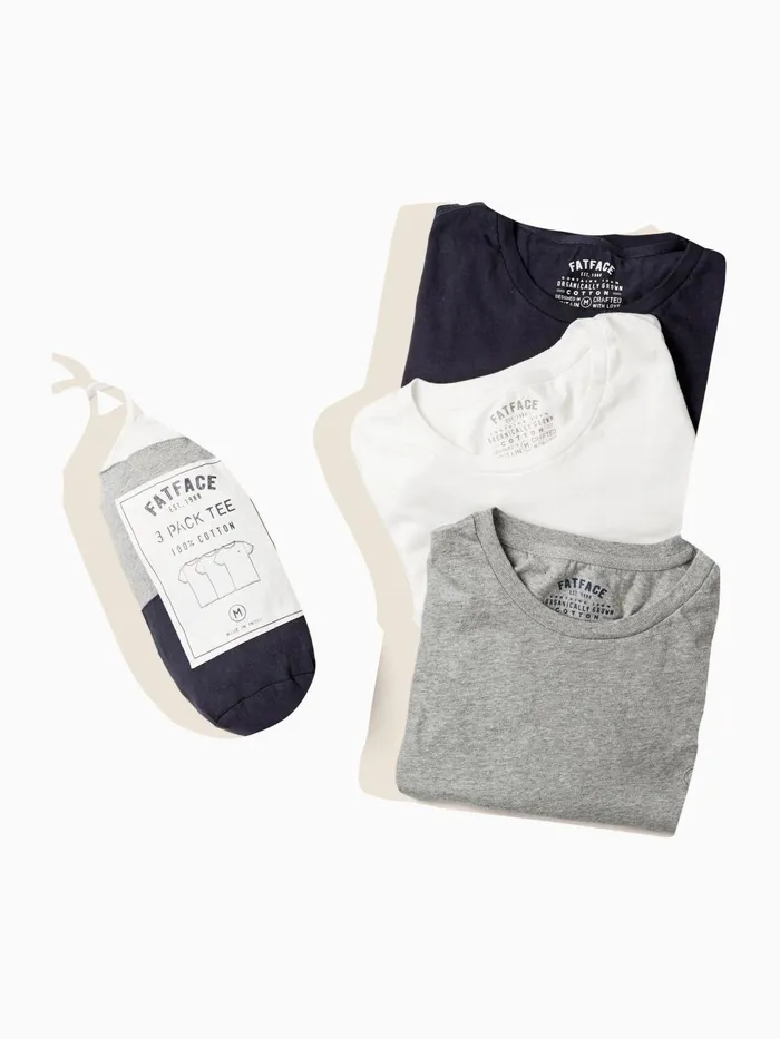Fat Face TShirts Navy BlueWhiteGrey TShirts 3 Pack 8211 Men